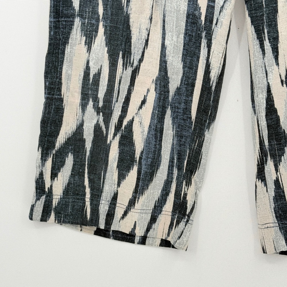 Democracy Wide Leg Crop Pants Womens Small Gray Ikat Boho Culottes Travel Flowy - Picture 8 of 11
